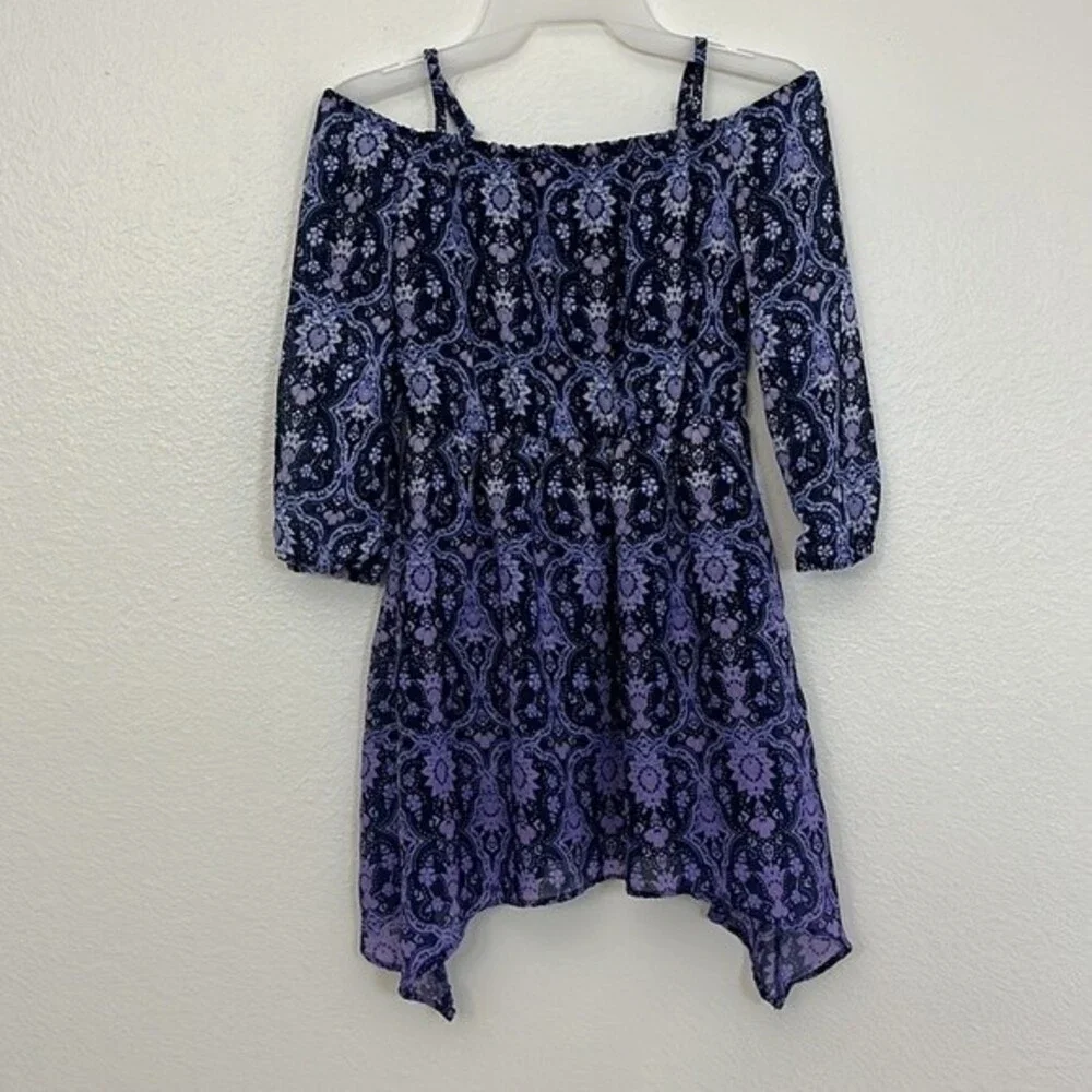 The Children’s Place girl 7/8 cold Shoulder long Sleeve Ombré dress